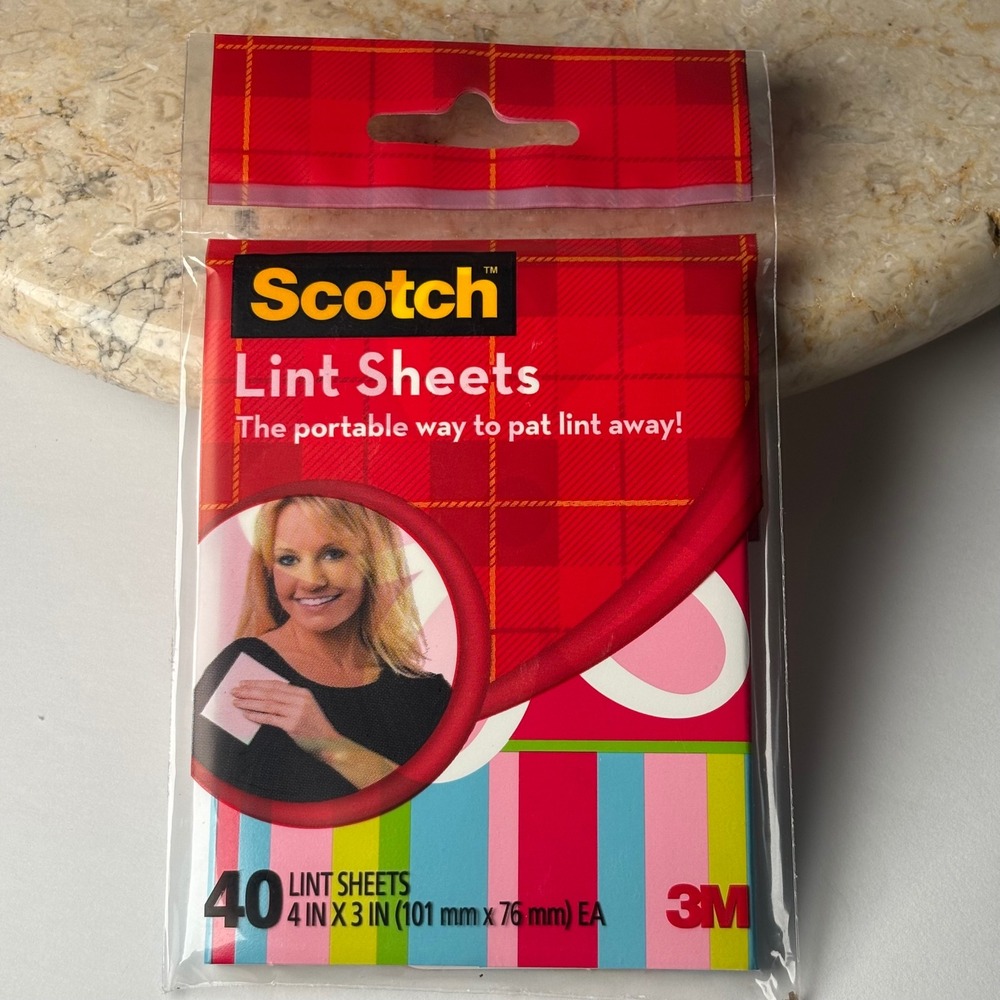 Scotch 3M Lint Sheets 40 Count Red Portable Travel Size Adhesive Patches
